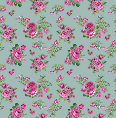 seamless pattern with pink roses