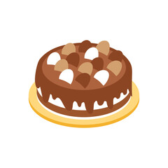 Delicious chocolate cake with marshmallows and frosting illustration