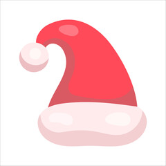 Festive red santa hat cartoon icon for christmas celebration.