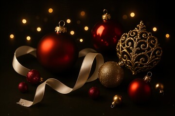 Holiday Celebration Scene in Red and Gold Colors