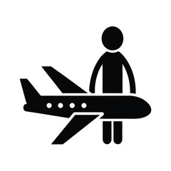 Person Boarding Airplane Vector Icon Isolated on White