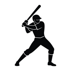 Baseball Player Batting Pictogram Isolated on White Background