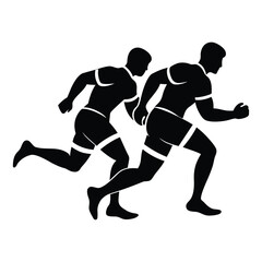 Rugby Players Running Icon Isolated on White Background