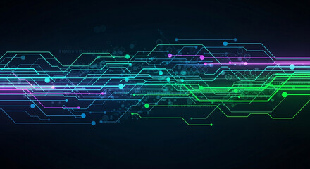 Abstract technology background with glowing circuit board lines, creating a futuristic and dynamic visual for digital innovation and connectivity
