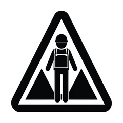 Worker Caution Stumble Pictogram Isolated on White