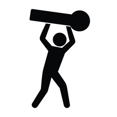 Worker Lifting Heavy Object Pictogram Isolated on White