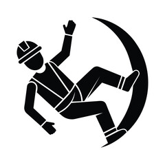 Worker Hazard Fall Accident Pictogram Isolated on White