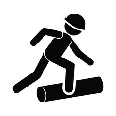 Worker Tripping Over Pipe Pictogram Isolated on White
