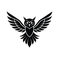 Elegant Owl Icon Design on White background.