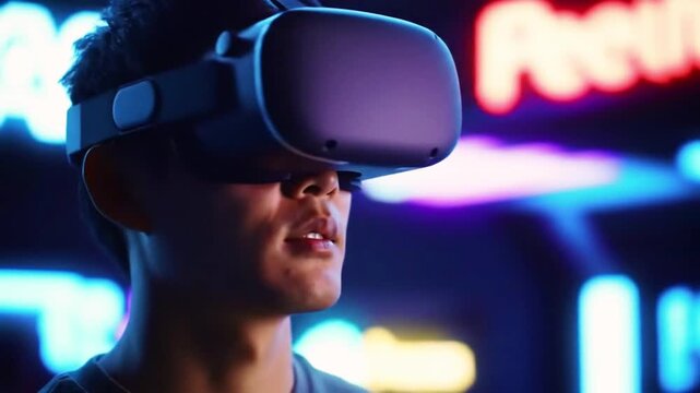 Immersive VR Gaming with Neon Lights