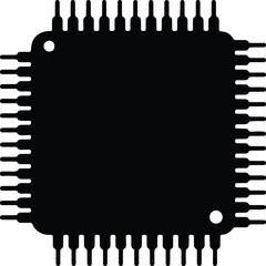 Illustrator Vector Computer chip electronic component integrated circuit board silhouette