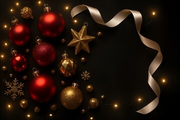 Elegant Winter Holiday Banner with Christmas Ornaments