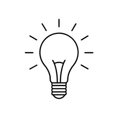 Outline drawing of lightbulb on transparent background