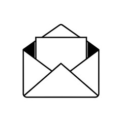 Open envelope with letter inside on transparent background