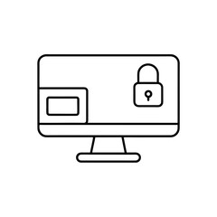 Locked computer screen outline on transparent background