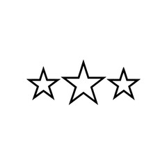 Three outlined stars in row on transparent background