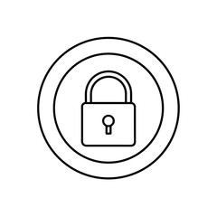 Padlock inside circular shape on transparent background