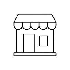 Outline drawing of a shopfront on transparent background