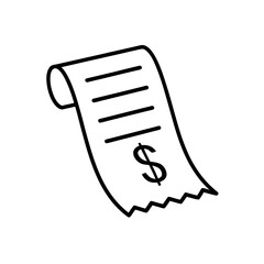 Stylized financial receipt icon on transparent background