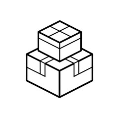 Stacked boxes isometric view on transparent background