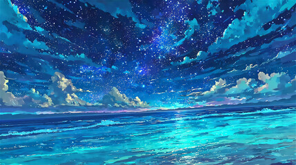 星空と海の美しい風景