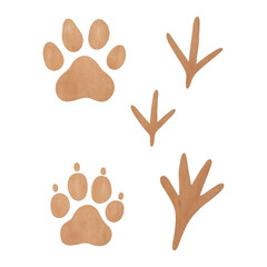 Fototapeta premium PNG Animal footprints on white background.