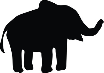 Silhouette of an Elephant on a White Background