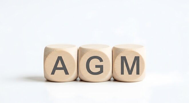 AGM - Annual General Meeting Concept on Wooden Blocks.