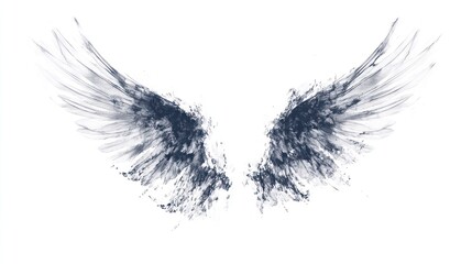 Obraz premium Abstract angel wings graphic design, isolated on white background, for spiritual imagery or artistic projects