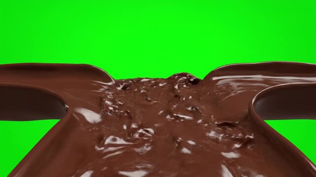 melted chocolate dripping on green background