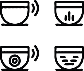 Clean black and white vector illustration of cup  icons like 3.eps