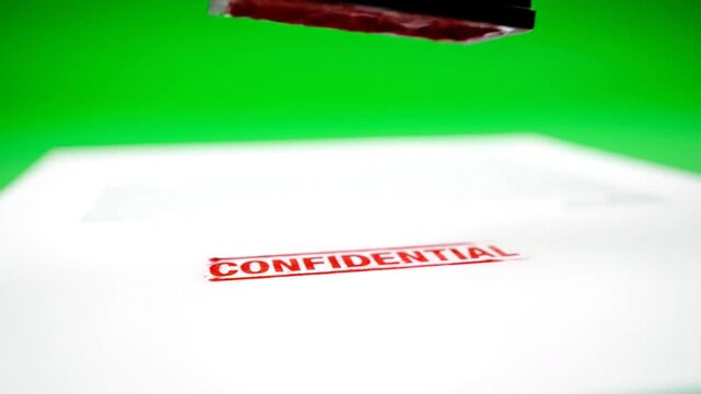 stamp on paper in green screen