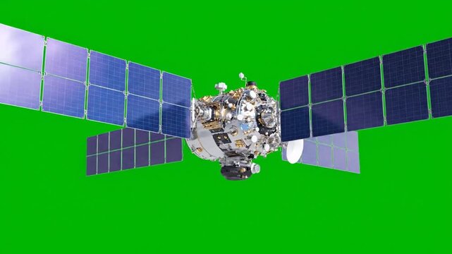 satellite in the space on green screen