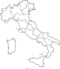 Fototapeta premium Outline Map of Italy with Regional Borders Illustration