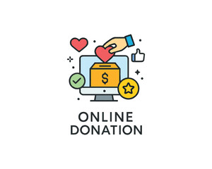 Online donation and charity icon vector design illustration.