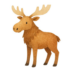 PNG Cute moose illustration for children.