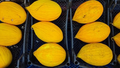 Various fruits and vegetables. Photos of melons.