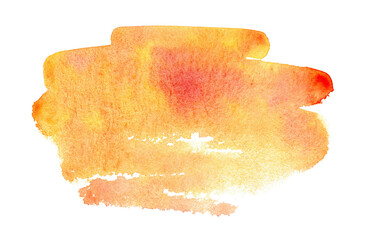 Abstract orange watercolor background for text or logo. Hand drawn watercolor shape	