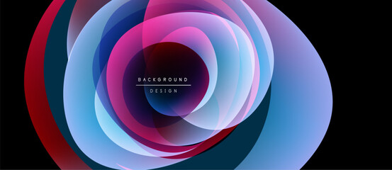 Abstract colorful layers create dynamic oval shape. Modern design, vibrant hues, smooth gradients. Perfect backdrop for projects.