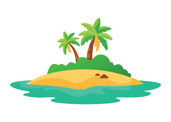 Paradise Beach Island Vector Illustration