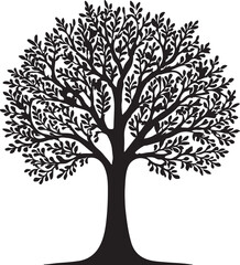 Obraz premium vector silhouette of a tree with roots and leaves