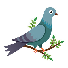 Wildlife Pigeon Illustration Isolated on White Background