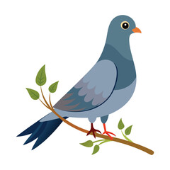 Pigeon and Foliage Vector Design Isolated on White