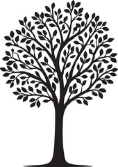 Obraz premium vector silhouette of a tree with roots and leaves