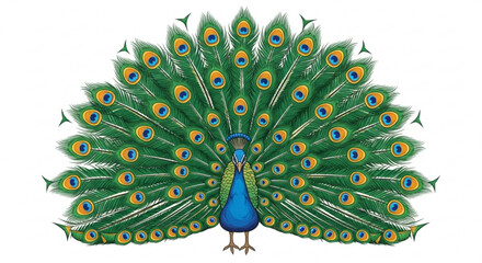 Majestic peacock with its vibrant and colorful feathers fully displayed a symbol of beauty, pride, and elegance