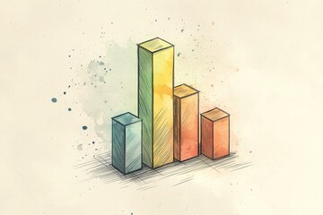 A hand-drawn, sketch-style bar chart composed of three-dimensional cubes arranged in an isometric perspective.