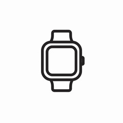 Smart watch icon design suitable for technology and wearable related projects. Minimal black and white line drawing for modern concepts.