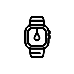 Black and white smartwatch icon drawing, suitable for technology websites, apps, infographics, and digital media projects. Perfect for modern designs.
