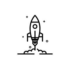 Rocket launching in black  white, depicting power and energy. Perfect for science, technology, space exploration, or innovation concepts.