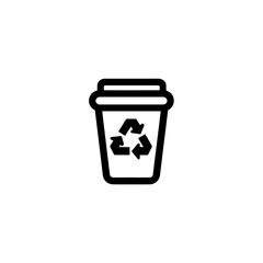 Disposable cup with a recycle symbol suitable for ecofriendly campaigns, waste management concepts, recycling awareness, sustainable practices, and environmental education visuals.